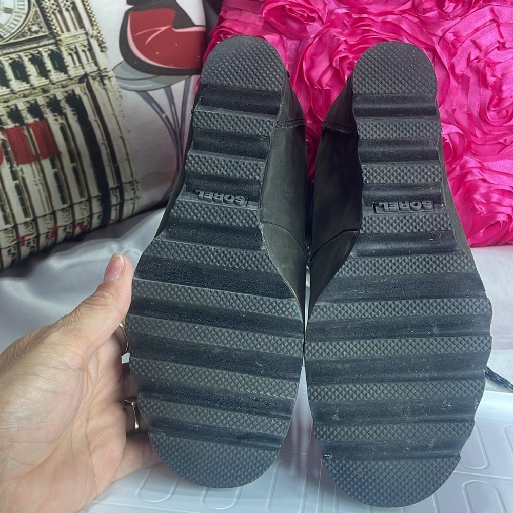 Sorel Conquest Waterproof Wedge BootsWomen's Leather Olive-Dark Grey Size 6 - Picture 13 of 15